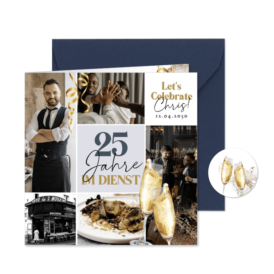 Einladungskarte Dienstjubiläum 25 Jahre Fotocollage - Karteneindruck
