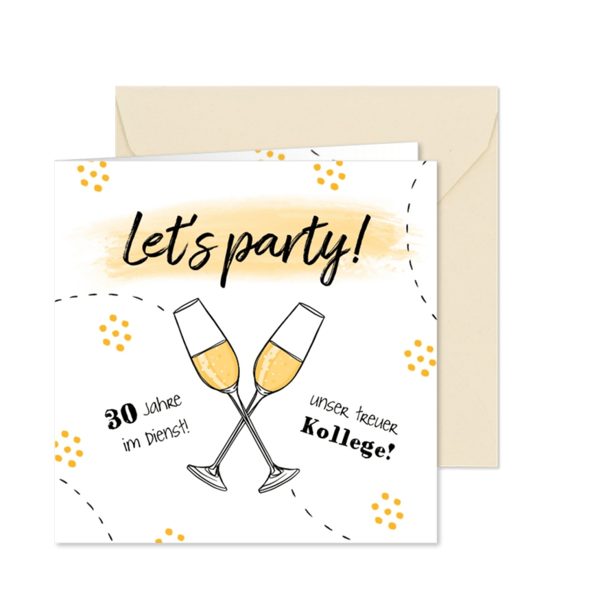 Einladungskarte Dienstjubiläum Sektgläser - Karteneindruck