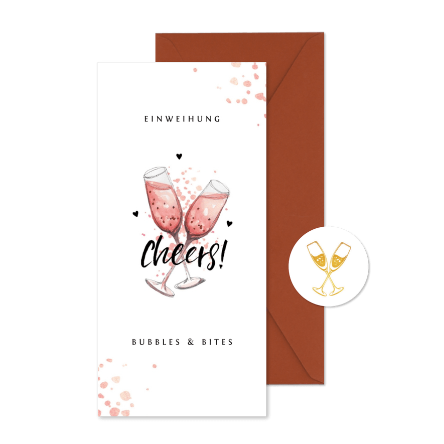 Einladungskarte Einweihung Bubbles & Bites - Karteneindruck
