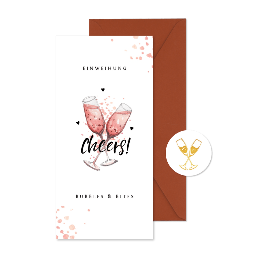 Einladungskarte Einweihung Bubbles & Bites - Karteneindruck
