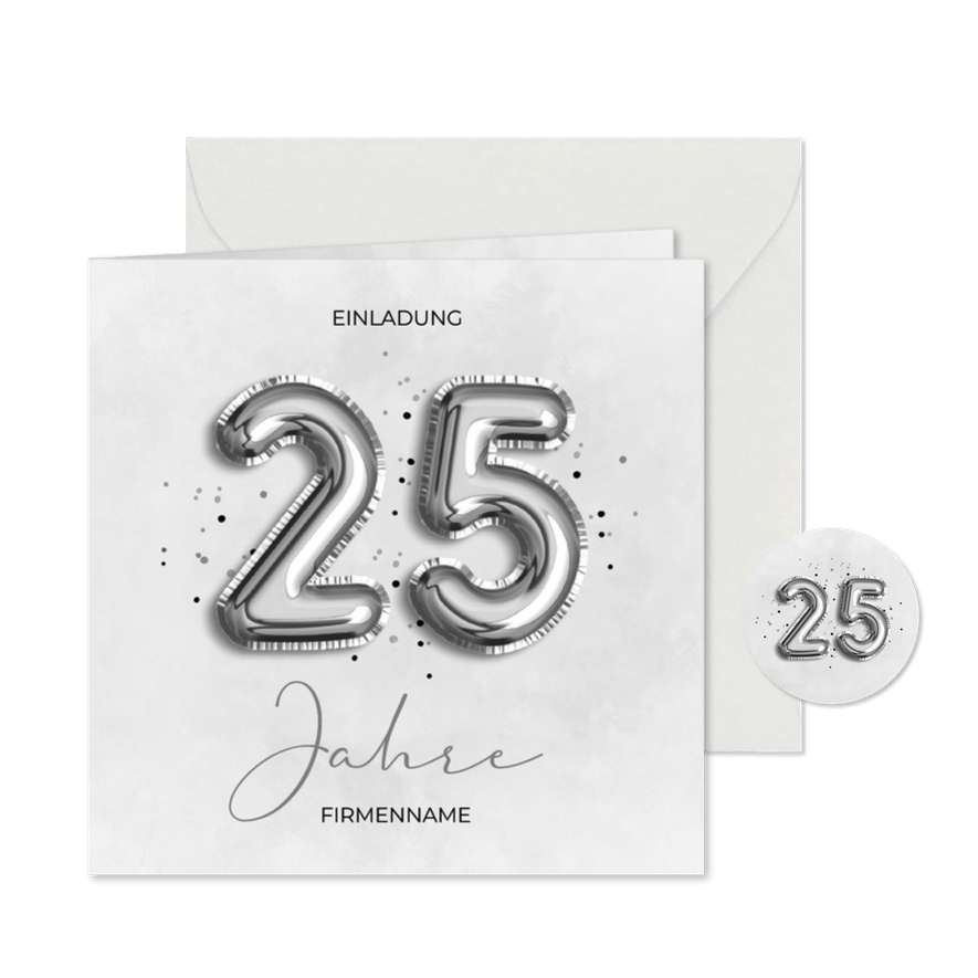 Einladungskarte Firmenjubiläum 25 Jahre Folienballons - Karteneindruck