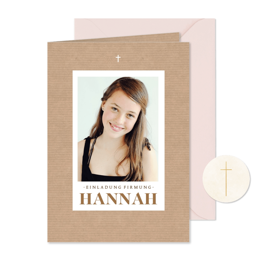 Einladungskarte Firmung Foto Kraftpapierlook - Karteneindruck
