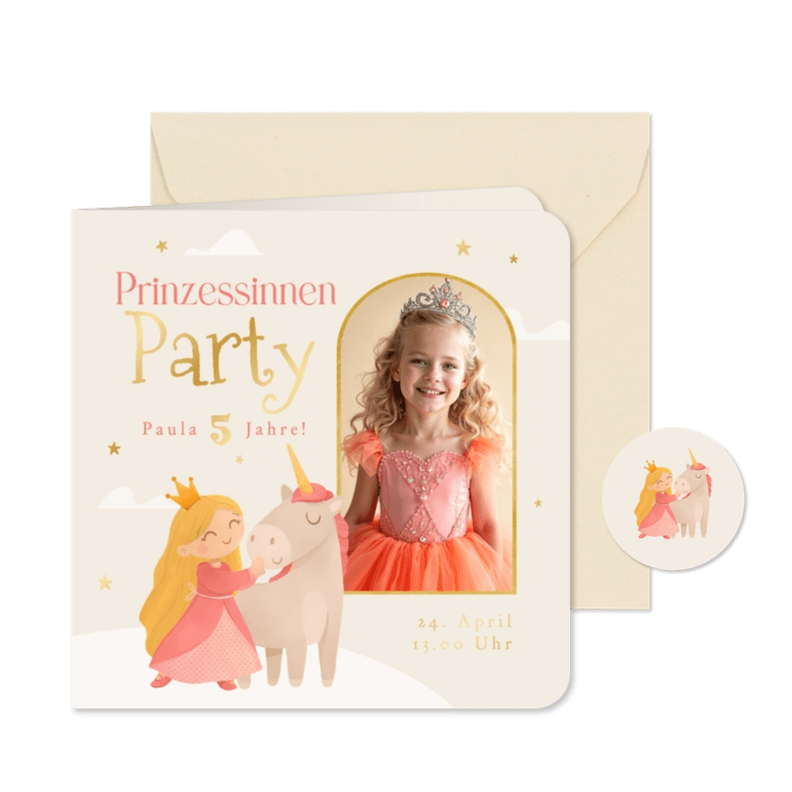 Einladungskarte Foto Prinzessinnen Party Kindergeburtstag - Karteneindruck