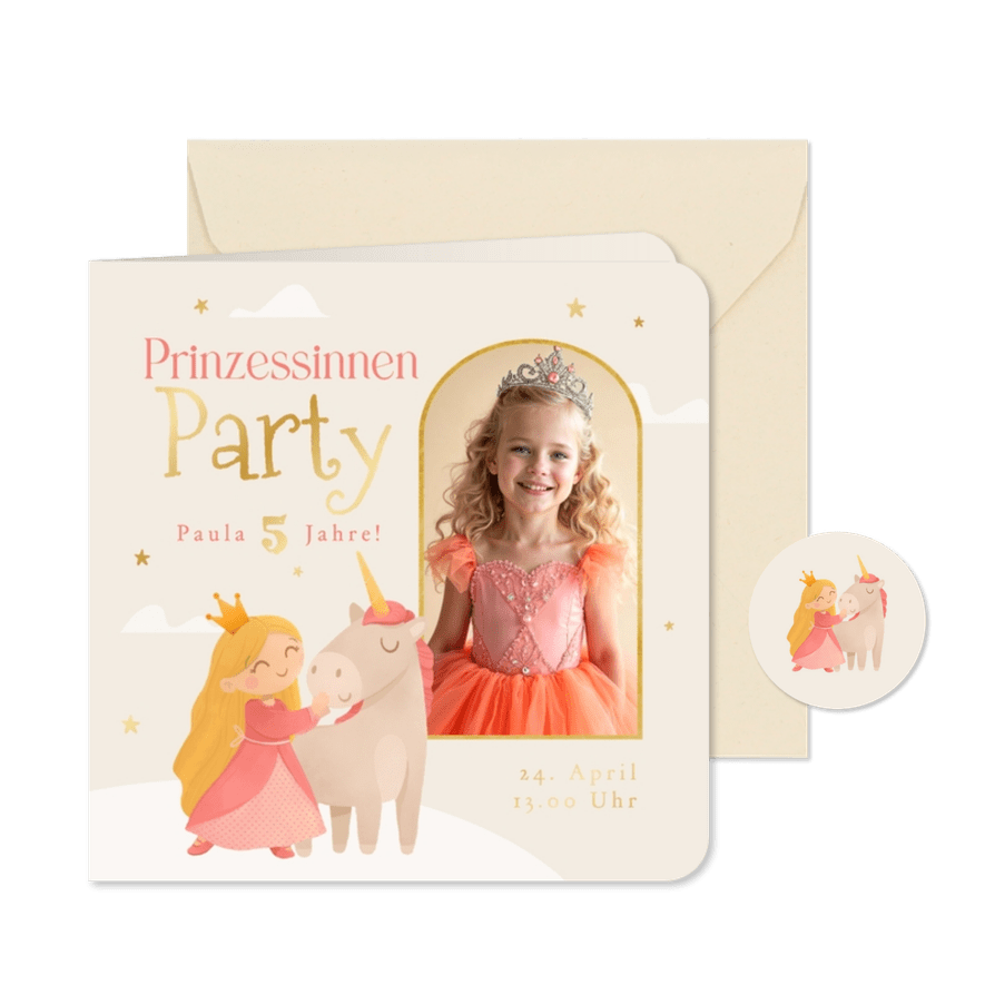 Einladungskarte Foto Prinzessinnen Party Kindergeburtstag - Karteneindruck

