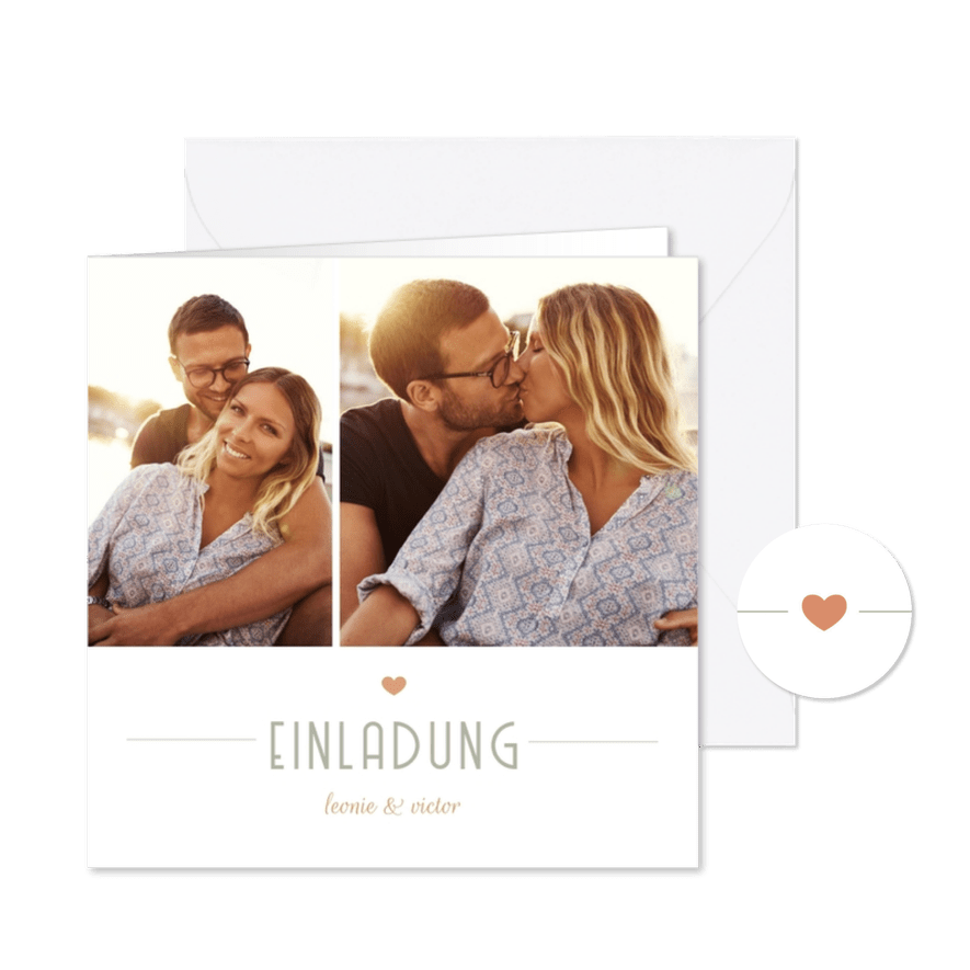 Einladungskarte Fotocollage Hochzeit moderne Klassik - Kartenvorschau