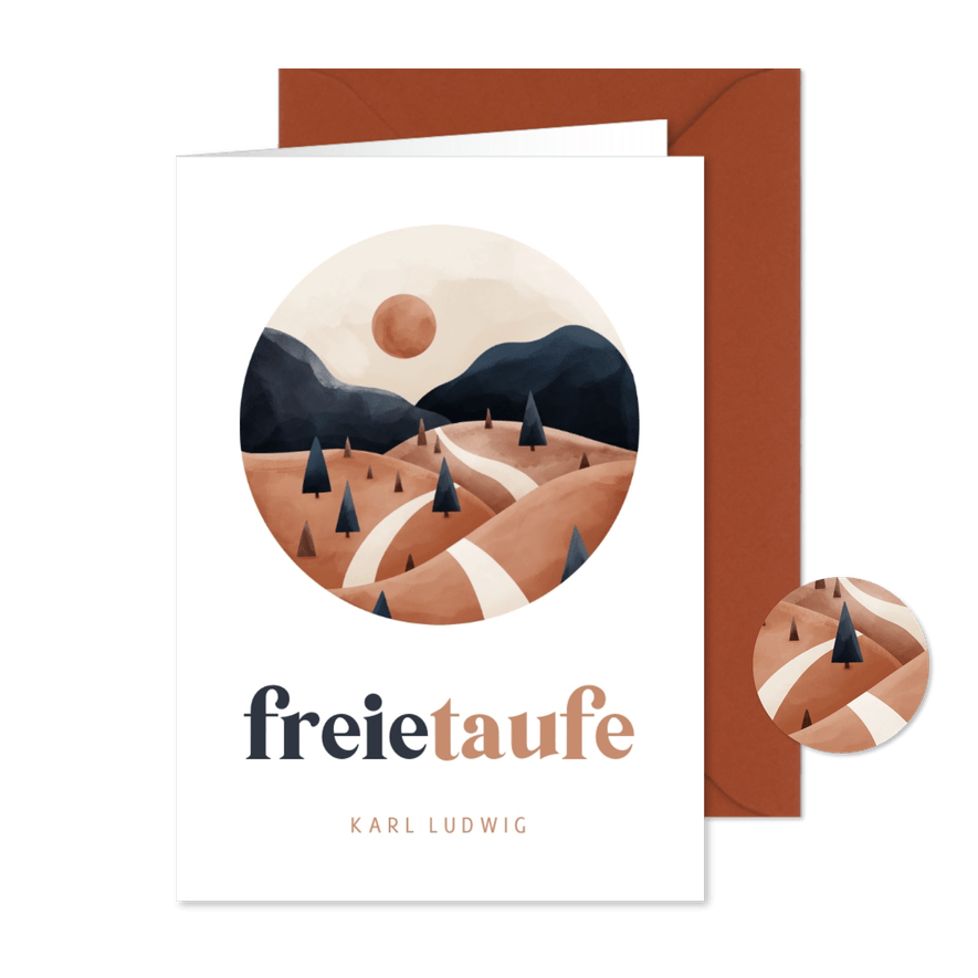 Einladungskarte Freie Taufe Landschaft dunkelblau - Karteneindruck