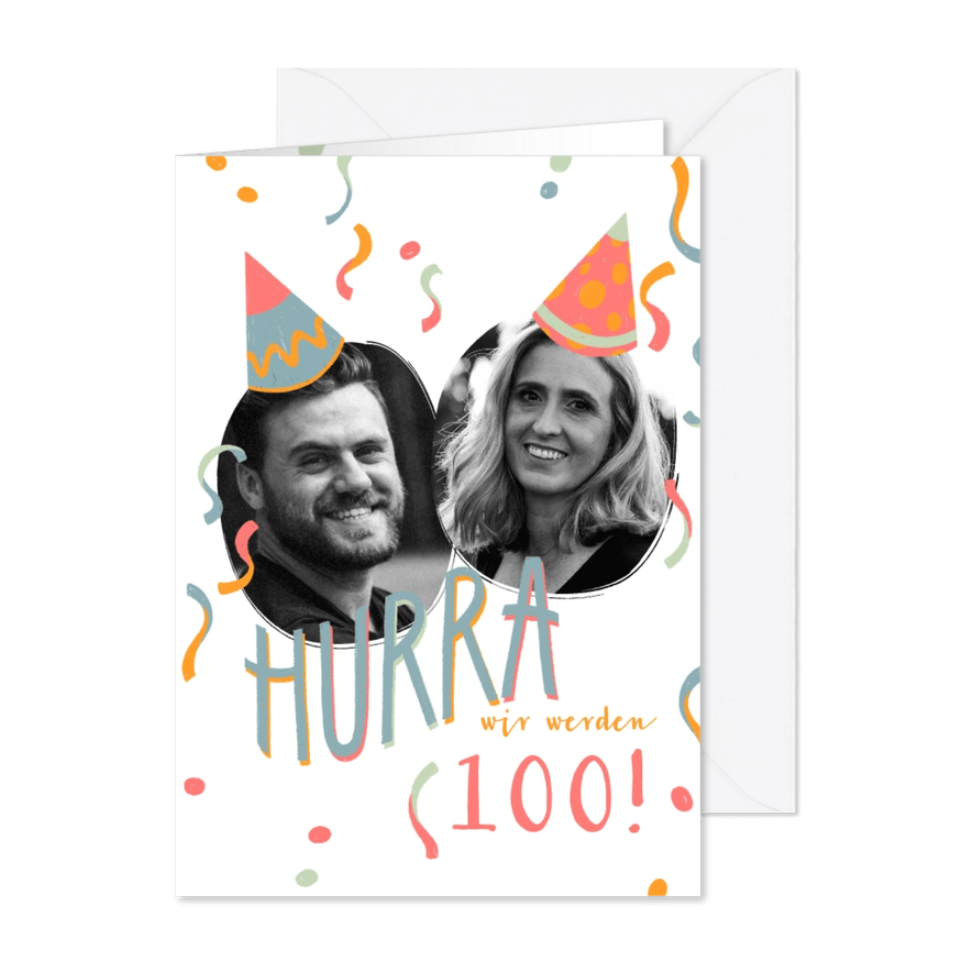 Einladungskarte für einen Doppelgeburtstag mit Foto - Karteneindruck
