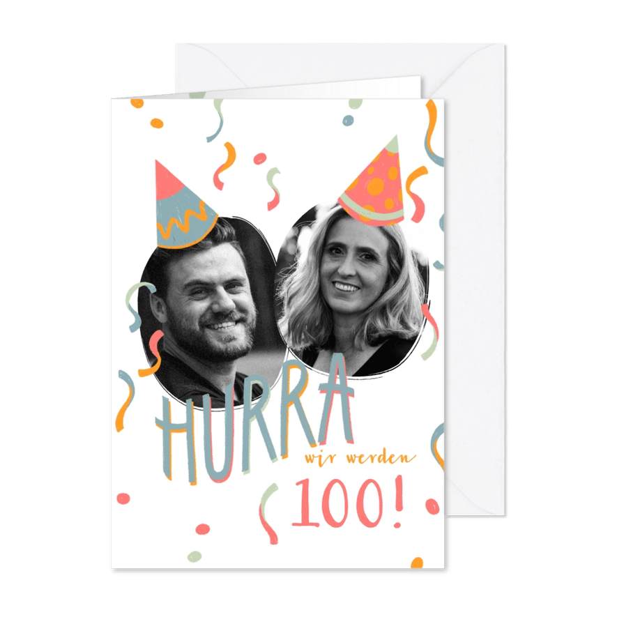 Einladungskarte für einen Doppelgeburtstag mit Foto - Karteneindruck
