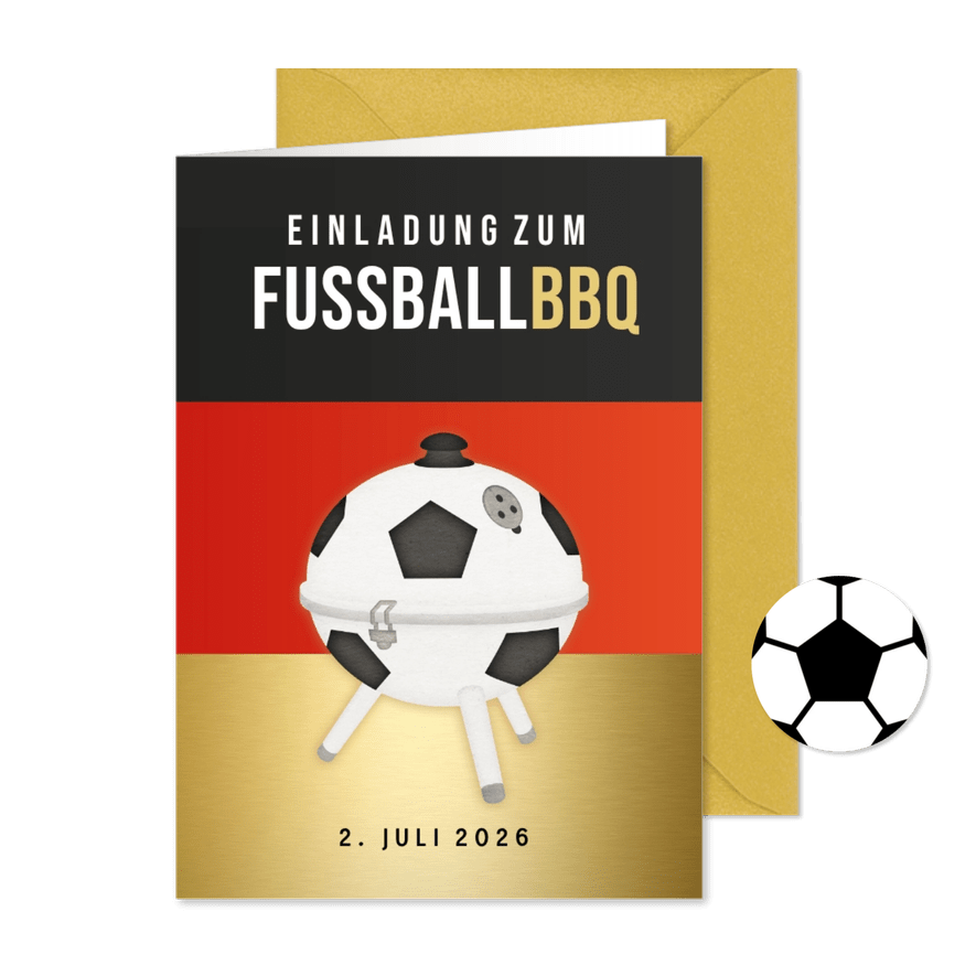 Einladungskarte Fußball-Grillfest Deutschland - Karteneindruck
