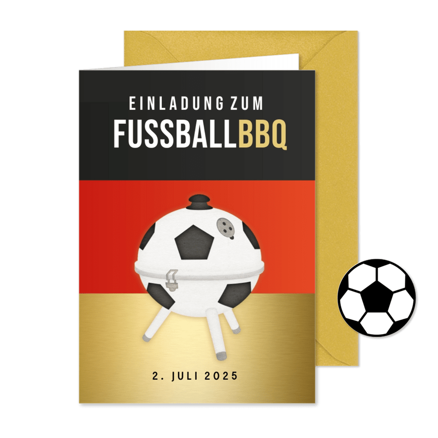 Einladungskarte Fußball-Grillfest Deutschland - Karteneindruck