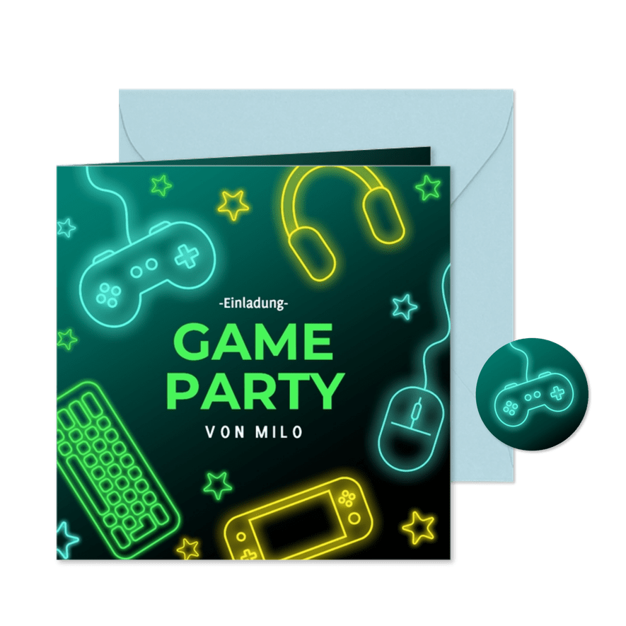 Einladungskarte Gamer Geburtstag Gaming Party - Karteneindruck