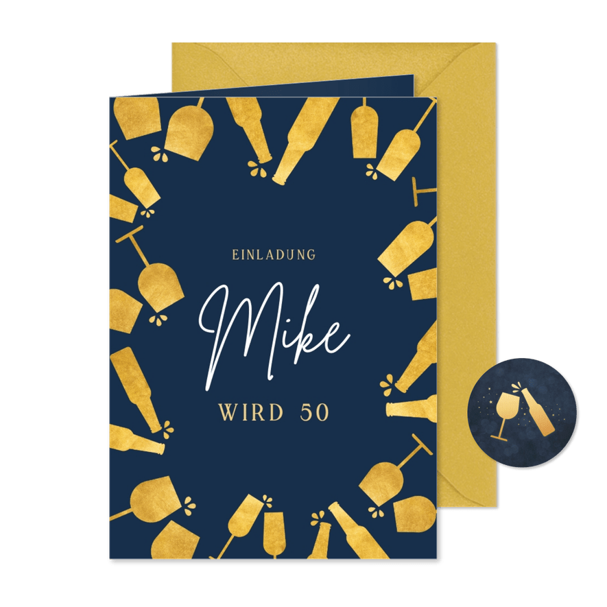 Einladungskarte Geburtstag Bier & Wein - Karteneindruck
