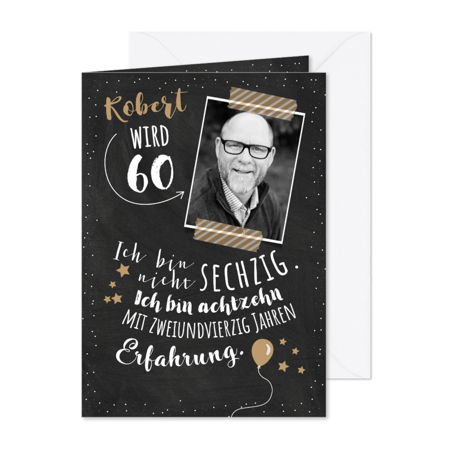 Einladungskarte Geburtstag Erfahrung 60 - Karteneindruck

