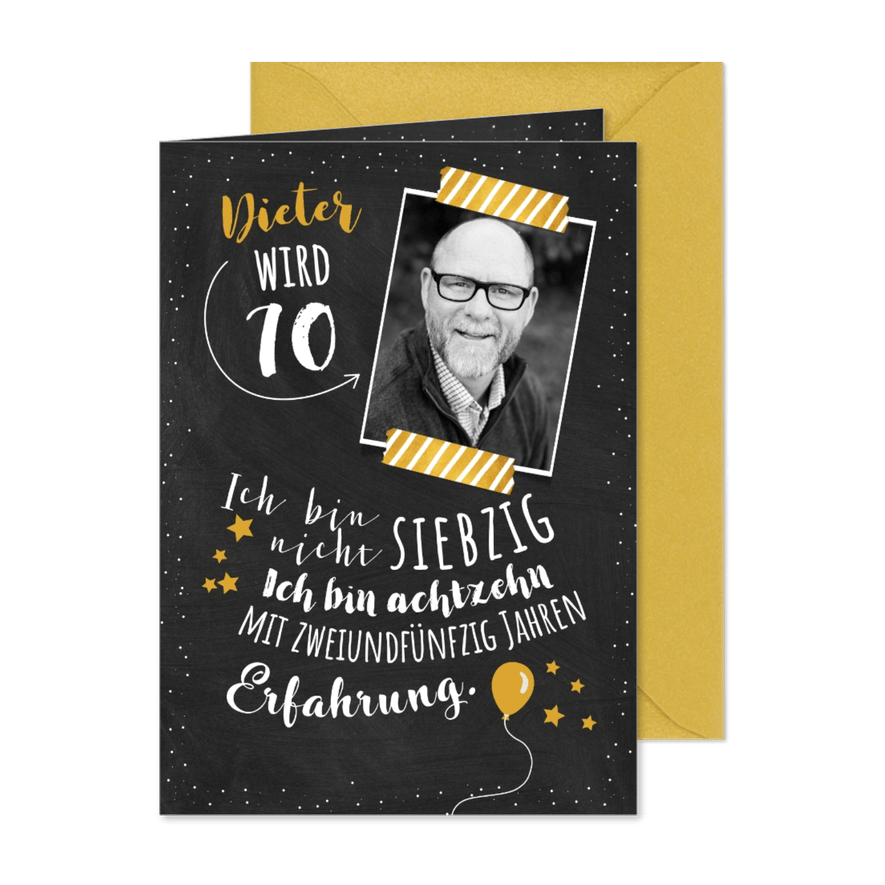 Einladungskarte Geburtstag Erfahrung 70 - Karteneindruck
