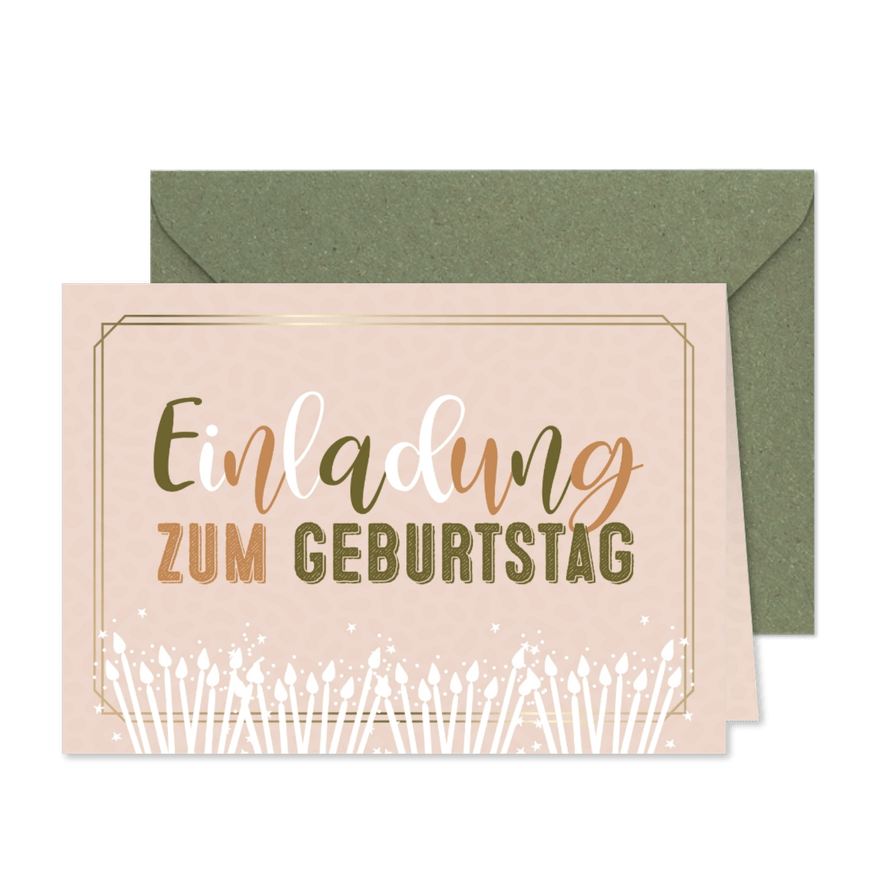 Einladungskarte Geburtstag mit vielen Kerzen - Karteneindruck
