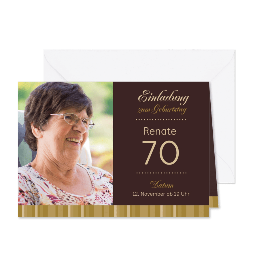 Einladungskarte Geburtstag Moderne Klassik mit Foto - Karteneindruck
