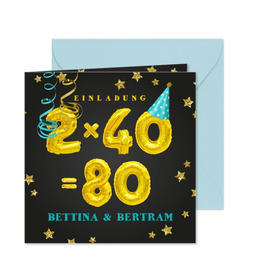Einladungskarte Geburtstagsparty 2x40=80 - Karteneindruck