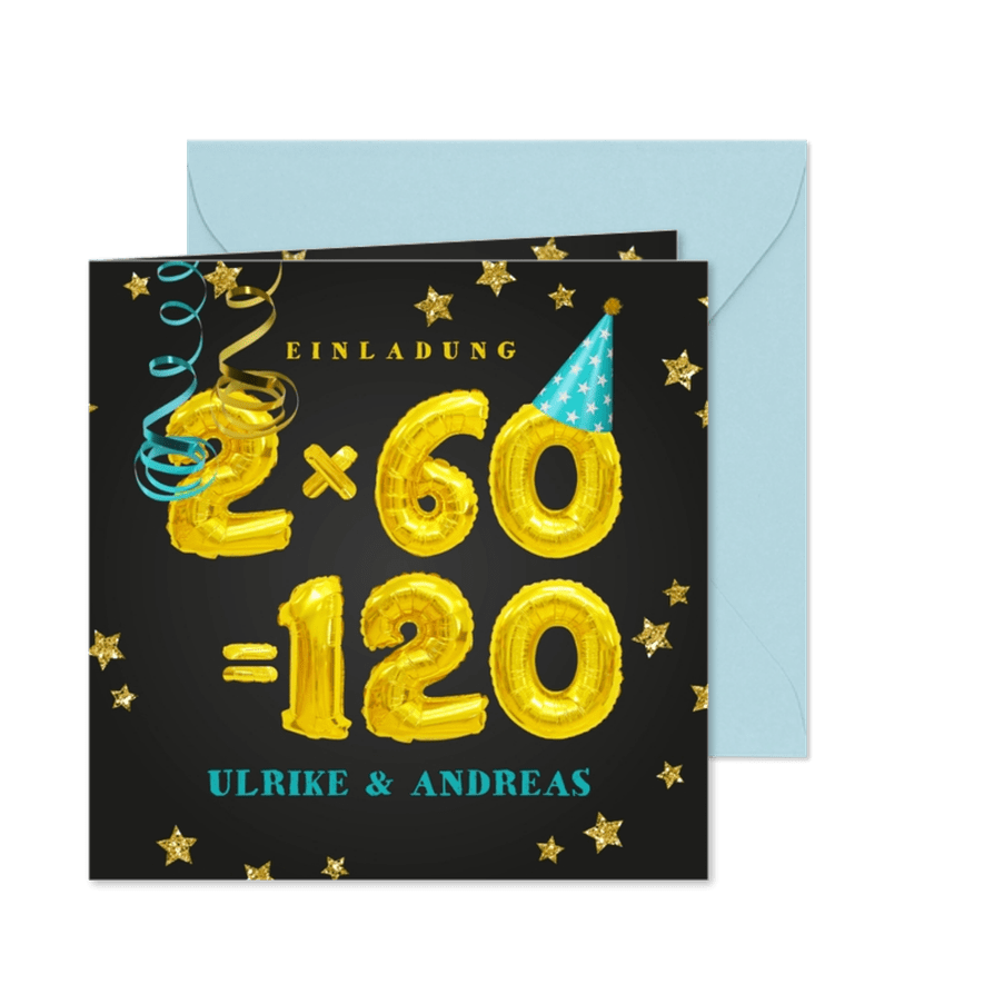 Einladungskarte Geburtstagsparty 2x60=120 - Karteneindruck
