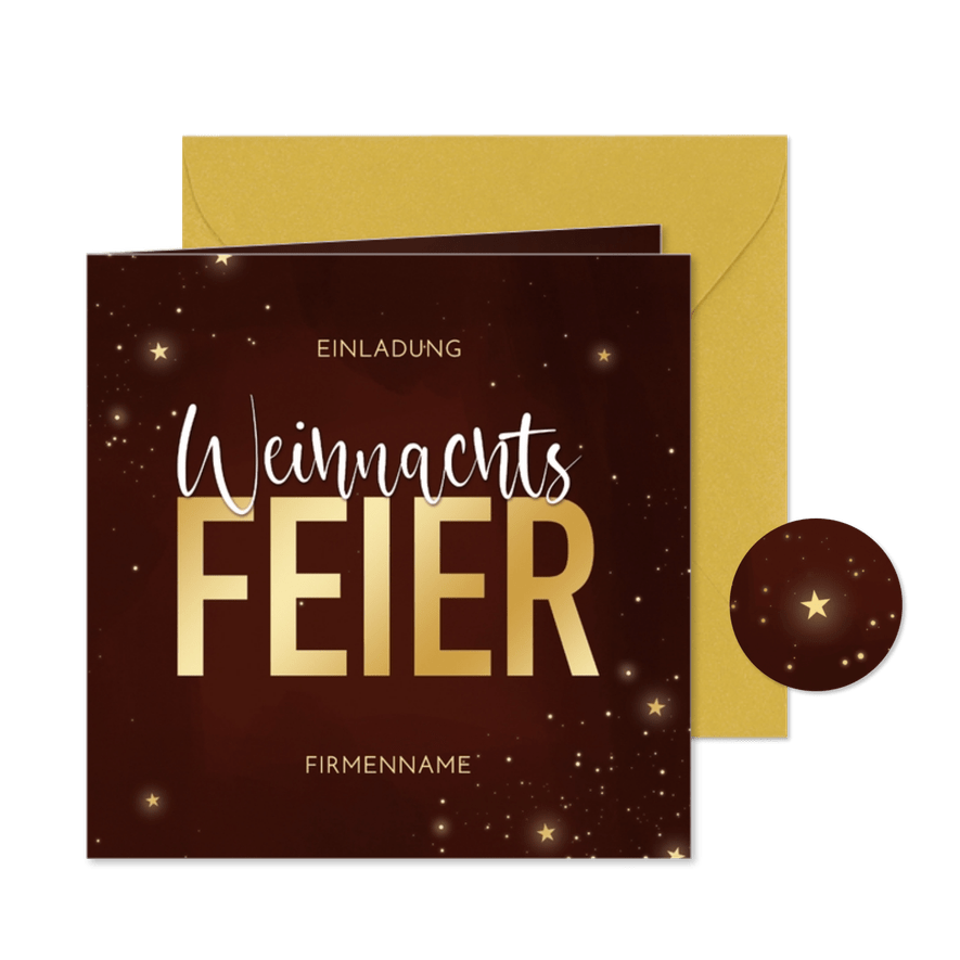 Einladungskarte geschäftliche Weihnachtsfeier dunkelrot - Kartenvorschau
