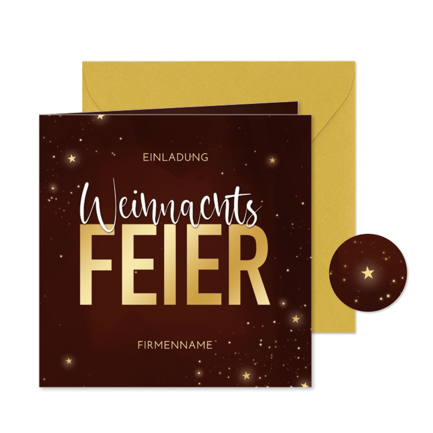 Einladungskarte geschäftliche Weihnachtsfeier dunkelrot - Karteneindruck