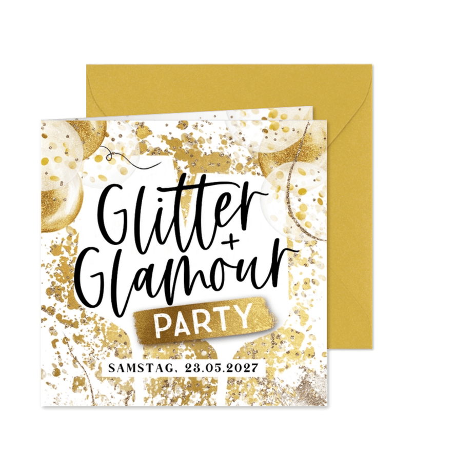 Einladungskarte Glitter- & Glamourparty - Karteneindruck