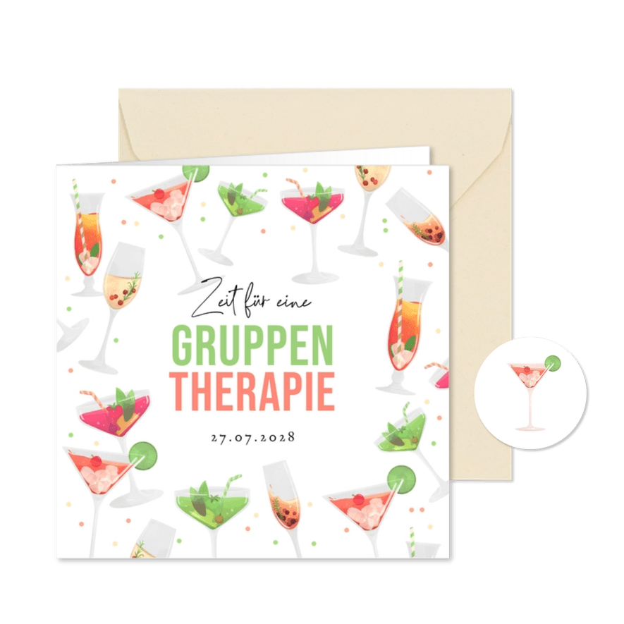 Einladungskarte 'Gruppentherapie' - Karteneindruck