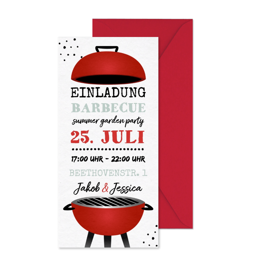 Einladungskarte Hochformat Barbecue Grillfest - Kartenvorschau