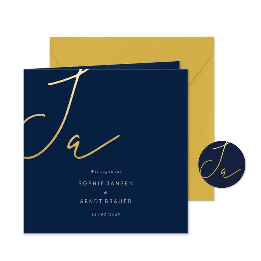 Einladungskarte Hochzeit Goldene Schrift - Karteneindruck