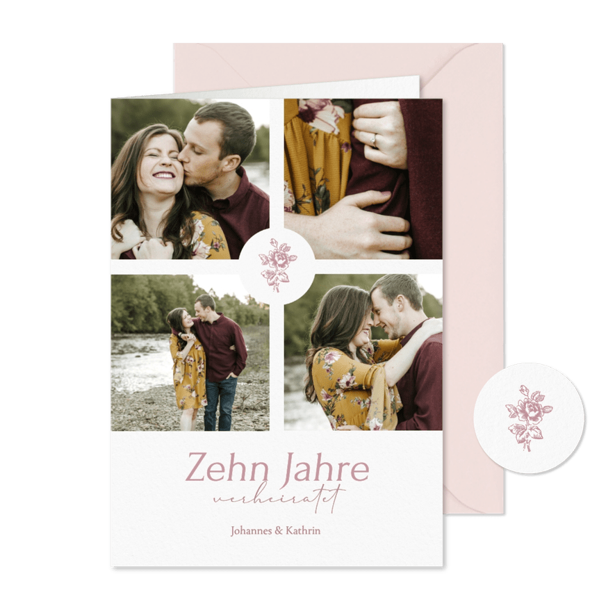 Einladungskarte Hochzeitsjubiläum 10 Jahre Rosenhochzeit - Karteneindruck
