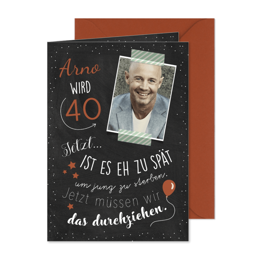 Einladungskarte 'Jetzt ist es zu spät' Kreidelook - Karteneindruck