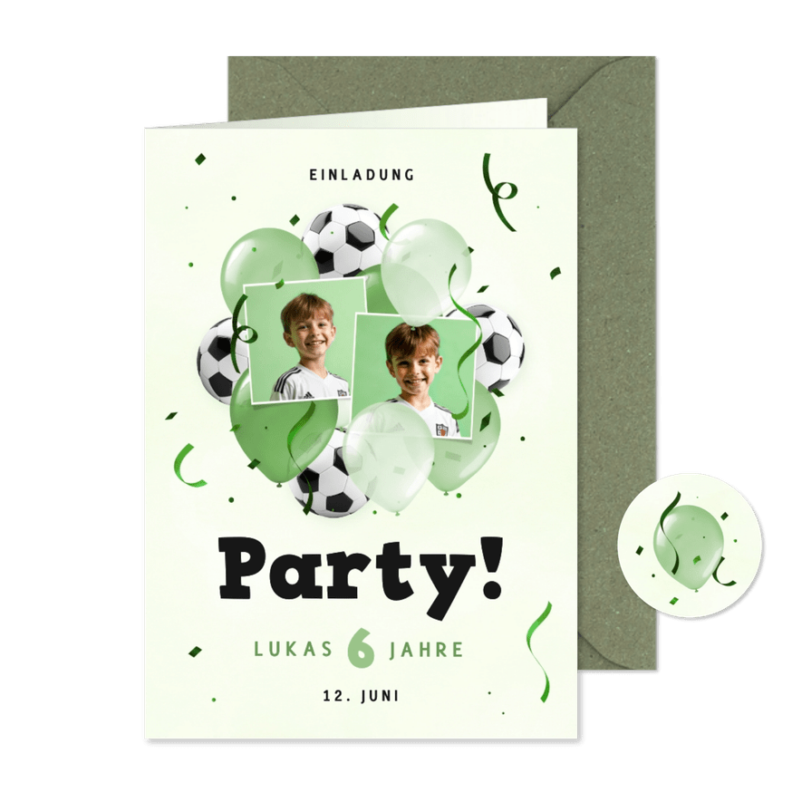 Einladungskarte Kindergeburtstag Fußball Party - Karteneindruck