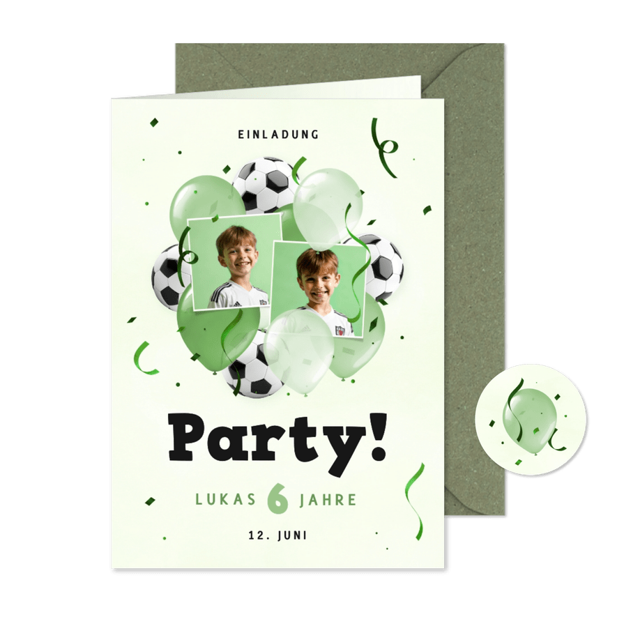 Einladungskarte Kindergeburtstag Fußball Party - Kartenvorschau
