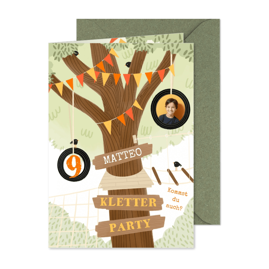 Einladungskarte Kindergeburtstag Klettern - Karteneindruck

