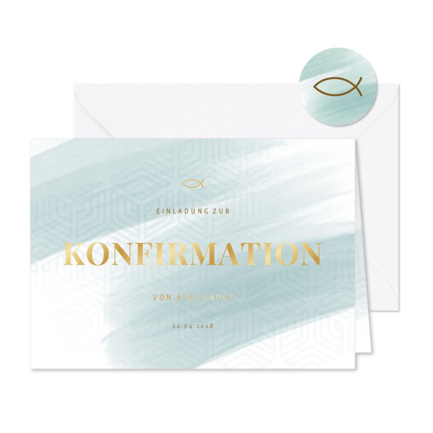 Einladungskarte Konfirmation grafischer Look Foto innen - Karteneindruck
