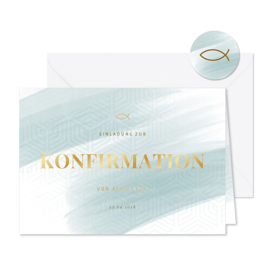 Einladungskarte Konfirmation grafischer Look Foto innen - Karteneindruck