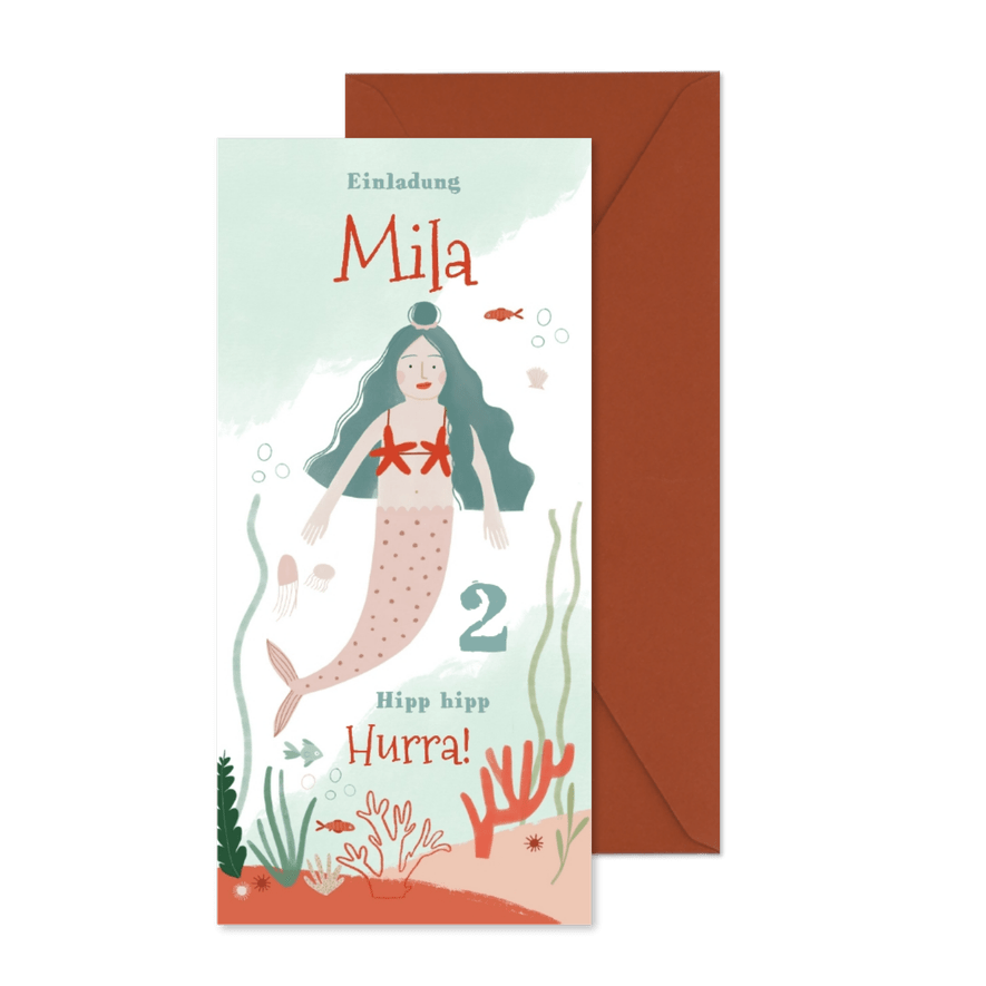 Einladungskarte Meerjungfrauen 2. Geburtstag - Karteneindruck
