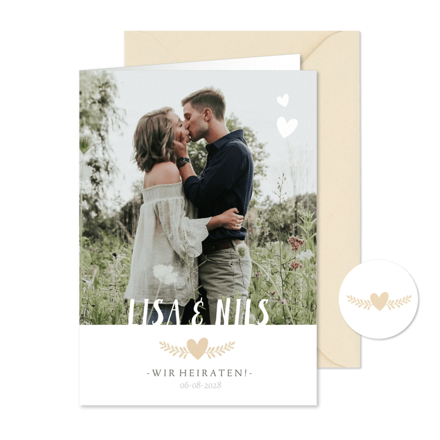 Einladungskarte mit großem Foto Hochzeit  - Karteneindruck
