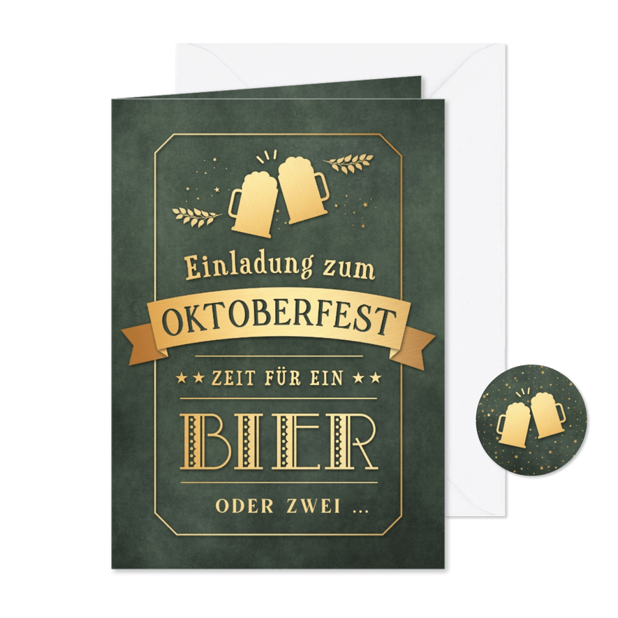 Einladungskarte Oktoberfest Goldlook - Karteneindruck
