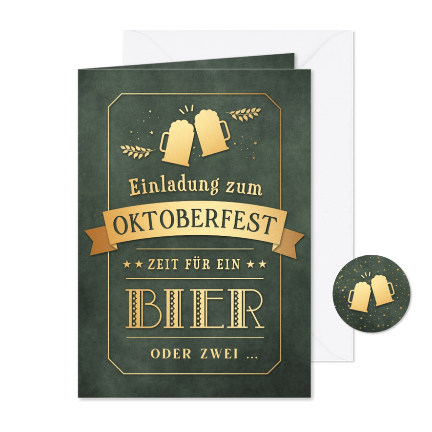 Einladungskarte Oktoberfest Goldlook - Karteneindruck