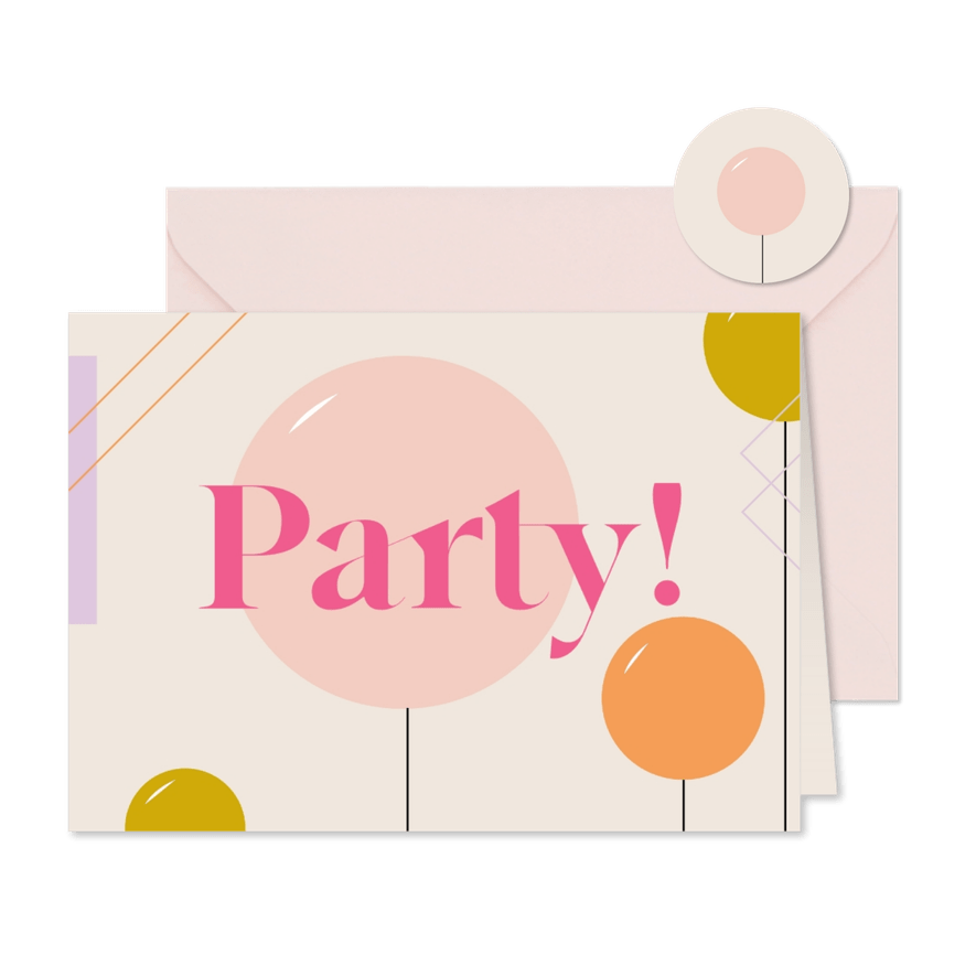 Einladungskarte Party grafische Luftballons - Karteneindruck