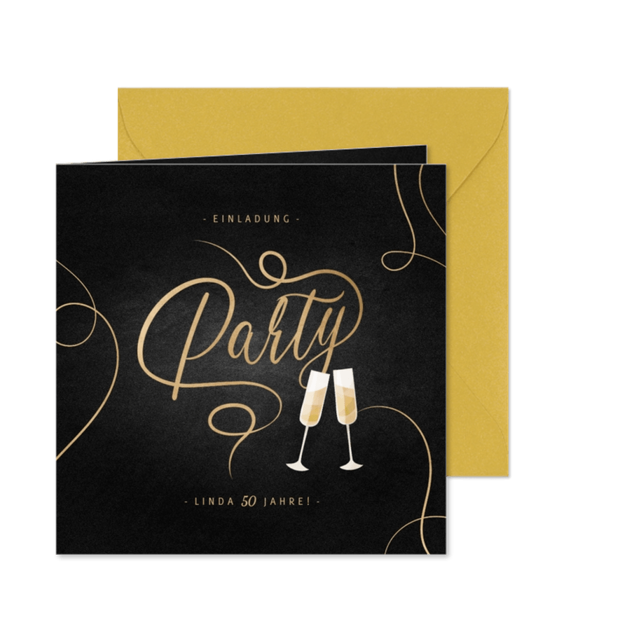 Einladungskarte 'Party' mit Sektgläsern - Karteneindruck
