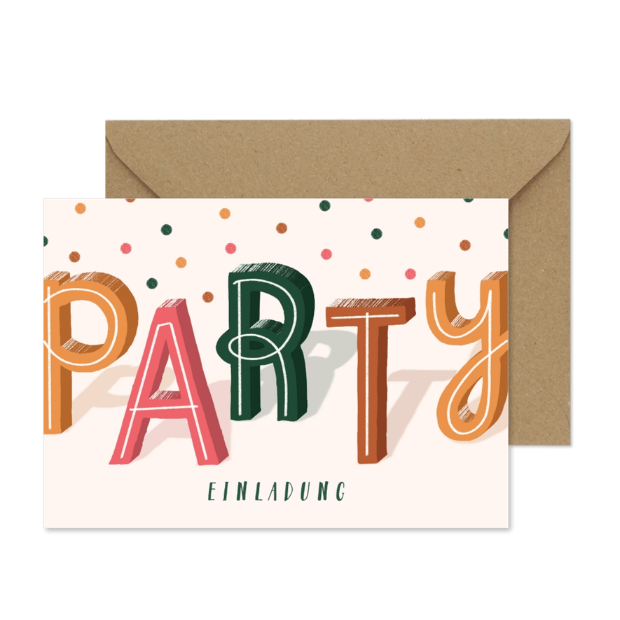Einladungskarte Party & Konfetti - Karteneindruck
