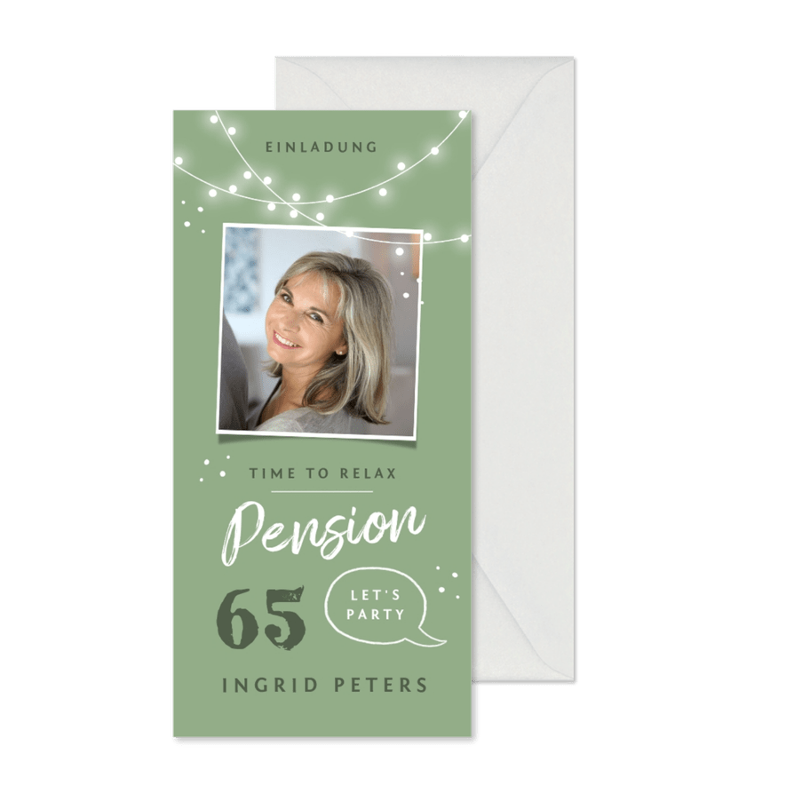 Einladungskarte Pension mit Foto und Lichtern - Karteneindruck
