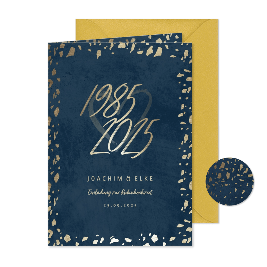 Einladungskarte Rubinhochzeit 1985-2025 - Karteneindruck