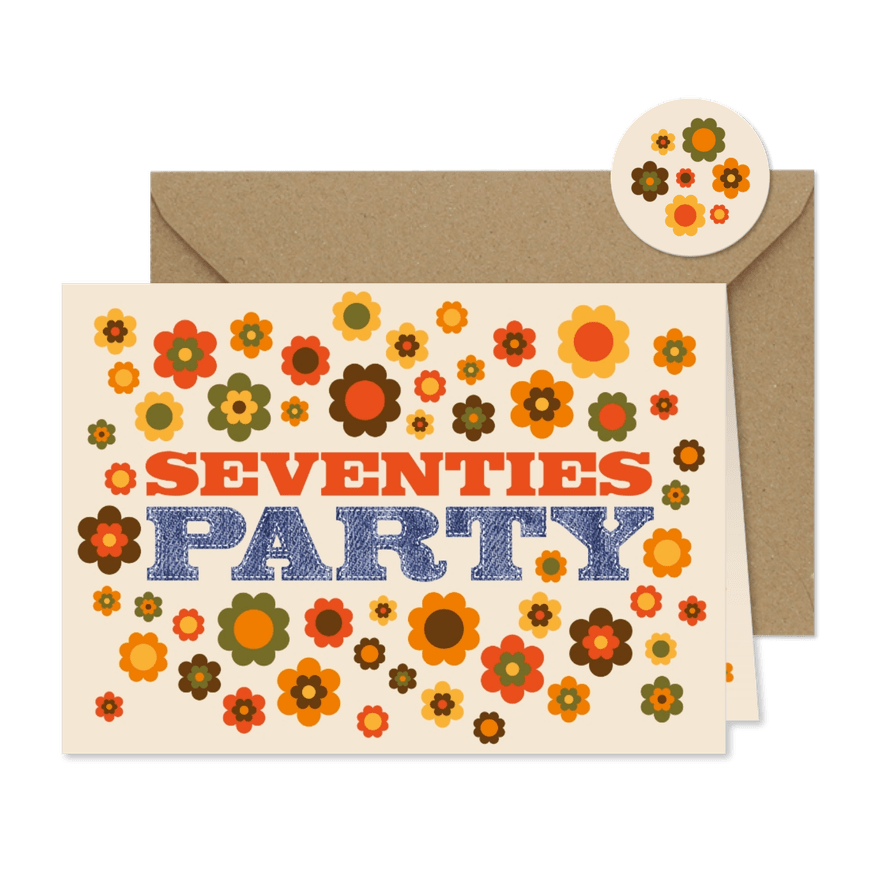 Einladungskarte Seventies Party - Karteneindruck
