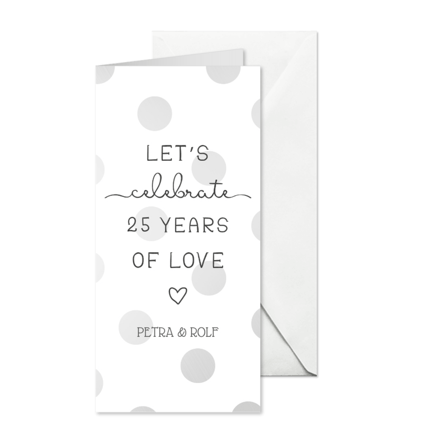 Einladungskarte Silberhochzeit '25 years of love' - Karteneindruck
