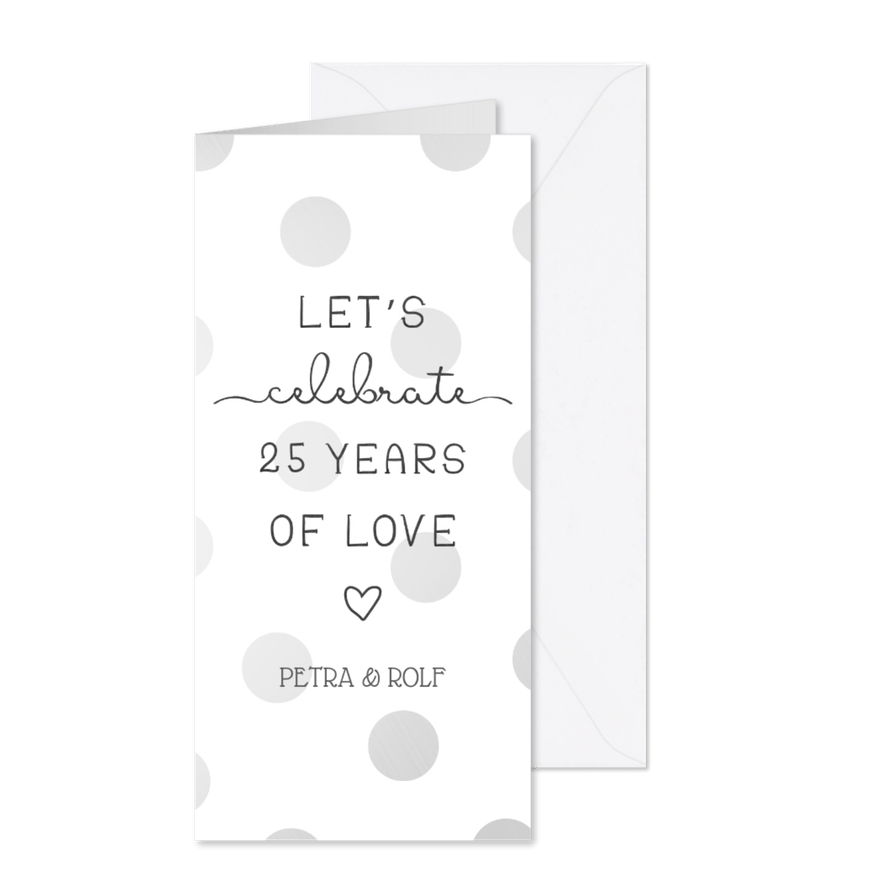 Einladungskarte Silberhochzeit '25 years of love' - Karteneindruck