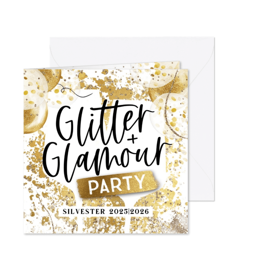Einladungskarte Silvesterparty 'Glitter & Glamour' - Karteneindruck