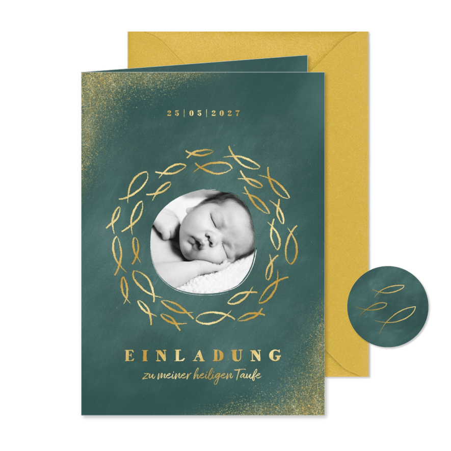 Einladungskarte Taufe Foto & Goldfische - Karteneindruck

