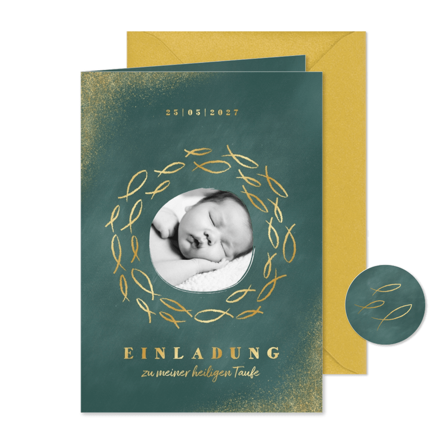 Einladungskarte Taufe Foto & Goldfische - Karteneindruck